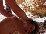 Skinny french milf get anal outdoor at the beach